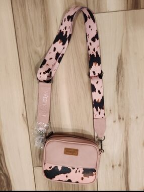 Wrangler Pink Crossbody with Cow Print Strap